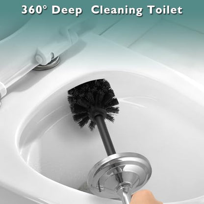 Chrome Toilet Brush and Holder Set，Toilet Bowl Brush and Holder - color: Chrome
