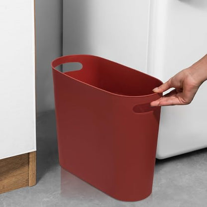 rejomiik Small Bathroom Trash Can, 3.5 Gallon Slim Garbage Can, Red - color: Red, size: 1 pack