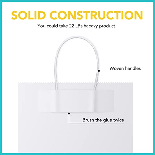 GSSUSA White Paper Bags with Handles, Large Gift Bags 16x6x12, 100 Pack - color: White, size: 16x6x12 Inch (Pack of 100)
