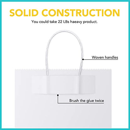 GSSUSA White Paper Bags with Handles, Large Gift Bags 16x6x12, 100 Pack - color: White, size: 16x6x12 Inch (Pack of 100)