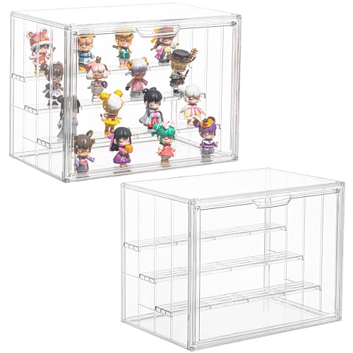4 Layer Stackable Acrylic Figure Case for Collectibles Display Box,2 Pack - size: XL 2Pack-4tier