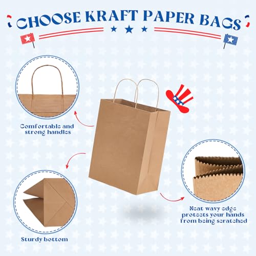 MESHA Brown Paper Kraft Gift Bags with Handles 8x4.25x10.5 Inch 500 Pack - color: Brown 8x4.25x10.5 Inch, size: 8x4.25x10.5 Inch (Pack of 500)