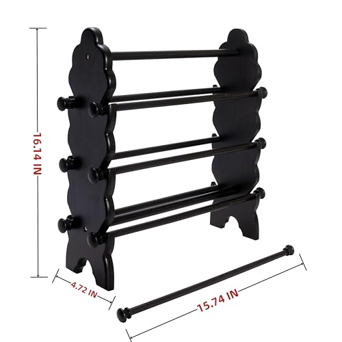 Two-Sided Wooden Bracelet Holder Display Stand with 6 Removable Holders - style: 6 Tier-Black