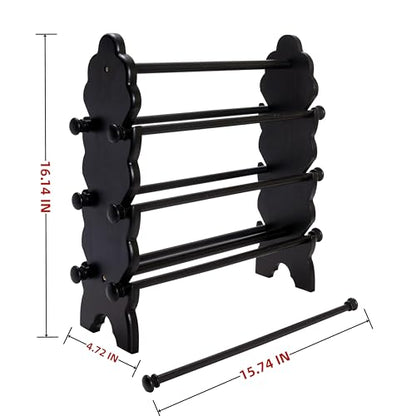Two-Sided Wooden Bracelet Holder Display Stand with 6 Removable Holders - style: 6 Tier-Black