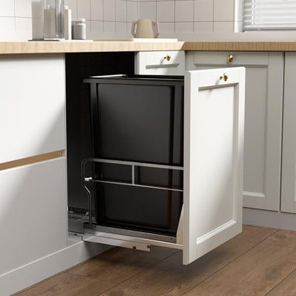 YJHome 8gal/31qt Pull Out Trash Can Under Cabinet, Soft-Close Slides - color: Black, style: Single-B