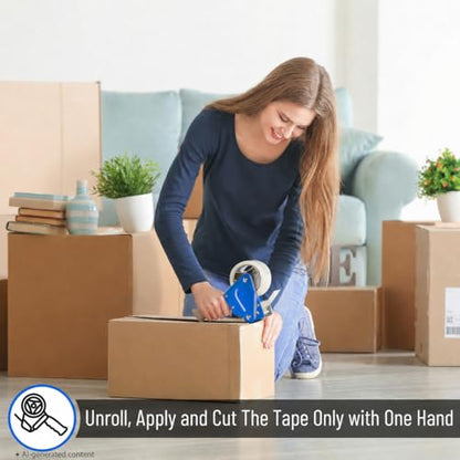Mr. Pen- Packing Tape Dispenser Gun 2-Inch, Blue, 4 Pack with 4 Rolls Tape - color: Blue, size: 4 Pack