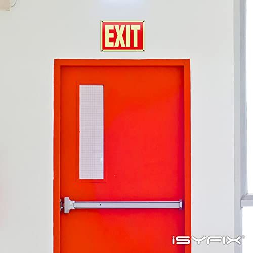 iSYFIX Exit Glow in the Dark Sign Aluminum, 10x7 Inch, 1 Pack - color: Red & White, size: 1 Pk 10x7
