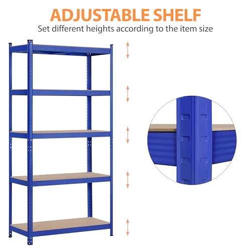 Topeakmart 5 Tier Metal Storage Shelving Unit, 35.5x16x71 Inch Blue - color: Blue, size: 35.5 x 16 x 71 Inch