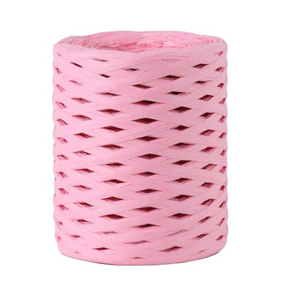 656 Ft Raffia Paper Ribbon for Gift Wrapping Ribbon, Twisted Raffia Natural Raffia String Bulk Packing - for Crafts Weaving 1/4 Inch Width (Pink) - color: Pink