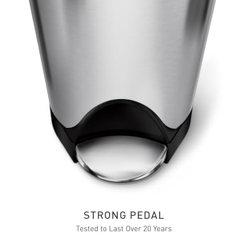 simplehuman 45 Liter / 11.9 Gallon Butterfly Lid Kitchen Step Trash Can, Brushed Stainless Steel - size: 45 liter Brushed