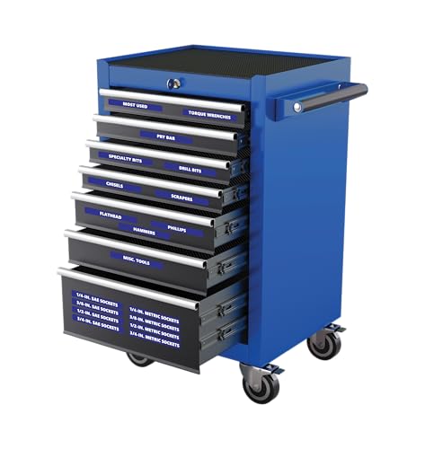Toolbox Organizational Magnetic Rounded Labels Ultimate Set by DCM Solutions (Blue, 0.5" H x 4.5" W) - color: Blue, size: 0.5"H x 4.5"W