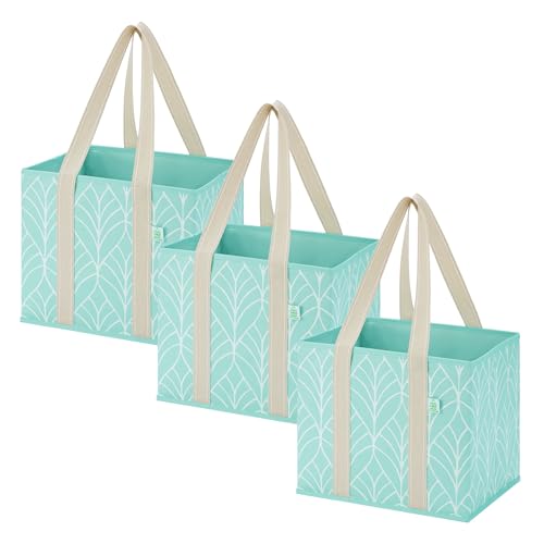 VENO 3 Pack Heavy Duty Reusable Grocery Shopping Bags Utility Tote - color: Evergreen, size: 3 Pack - 6 Gallon