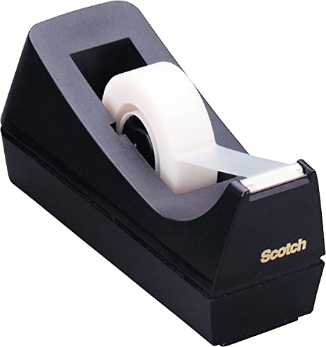 Scotch Desktop Tape Dispenser, Black, 2.7". x 2.7". x 6.4"., 1 Tape Dispenser, Polystyrene (PS) (Pack of 6) - size: 6-Pack