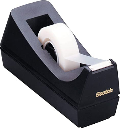 Scotch Desktop Tape Dispenser, Black, 2.7". x 2.7". x 6.4"., 1 Tape Dispenser, Polystyrene (PS) (Pack of 6) - size: 6-Pack