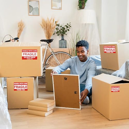 2 Rolls Fragile Stickers, 4”x6” Fragile Shipping Stickers, Handle with Care Fragile Sticker, Adhesive Stickers, Thank You Sticker for Shipping and Moving Box, Warning Labels, 1000 Labels - size: 4x6 inch