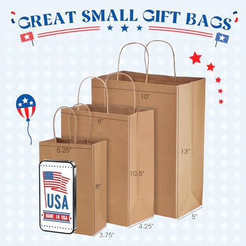 MESHA Brown Paper Kraft Gift Bags with Handles 8x4.25x10.5 Inch 500 Pack - color: Brown 8x4.25x10.5 Inch, size: 8x4.25x10.5 Inch (Pack of 500)