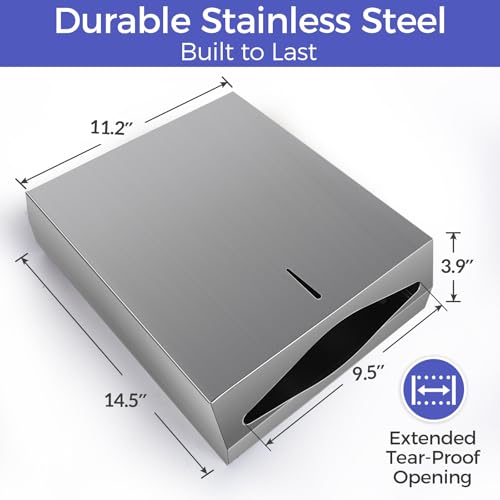 Stardrix Paper Towel Dispenser Wall Mount, Brushed Stainless Steel Commercial Paper Towel Holder with Lock, Large Capacity 400 C Fold/525 Multifold Towels (Pack of 8) - color: Brushed, size: 400 C Fold/525 Multi-Fold with Lock (Pack of 8)