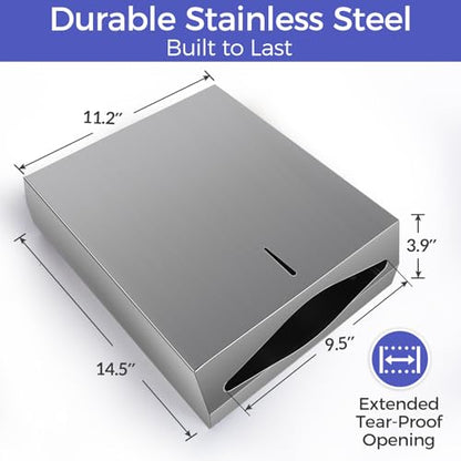 Stardrix Paper Towel Dispenser Wall Mount, Brushed Stainless Steel Commercial Paper Towel Holder with Lock, Large Capacity 400 C Fold/525 Multifold Towels (Pack of 2) - color: Brushed, size: 400 C Fold/525 Multi-Fold with Lock (Pack of 2)