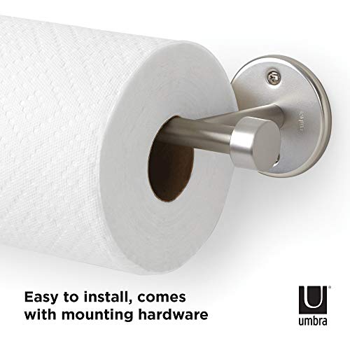Umbra Cappa Wall Mount or Under the Counter Paper Towel Holder, 14" L x 4" W x 2.6" H, Nickel - color: Nickel, size: 14"L x 4"W x 2.6"H