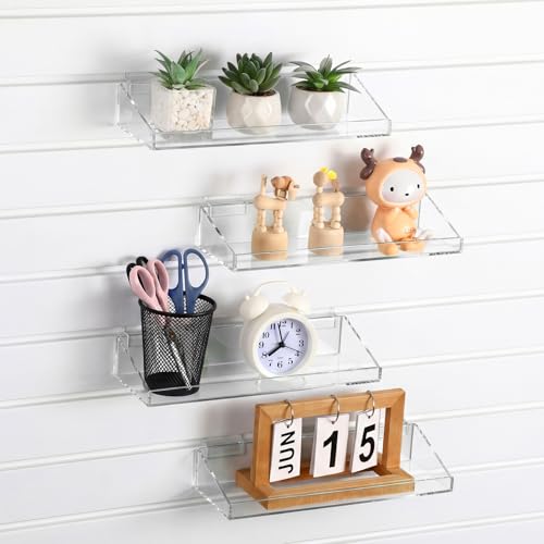 Zhehao 4 Pcs Slatwall Acrylic Shelves,11.8" X 4.2" X 2" - size: 11.8" x 4.2" x 2"