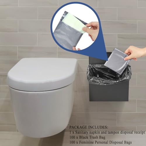 Sanitary Napkin Disposal Receptacle,9.4x7.8x3.5 inches Black - color: Black