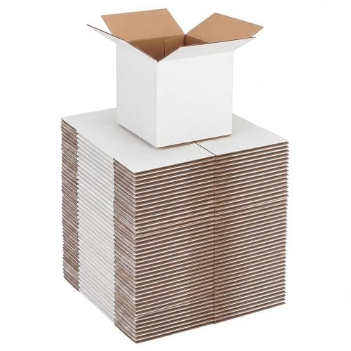 CRUGLA 50 Pack 4x4x4 Shipping Boxes, Small White Mailing Boxes - size: 4x4x4 Inch 50 Pack