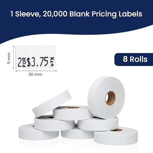 Pricing Labels for Monarch 1131 White - 20,000 Labels w/ 8 Rolls Value Pack, 1 Sleeve - Made in USA - color: White, size: 1 Sleeve