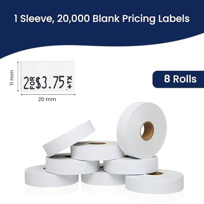 Pricing Labels for Monarch 1131 White - 20,000 Labels w/ 8 Rolls Value Pack, 1 Sleeve - Made in USA - color: White, size: 1 Sleeve