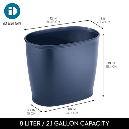 iDesign Slim Plastic Bathroom Trash Can, Navy Blue - color: Navy, style: Pack of 1