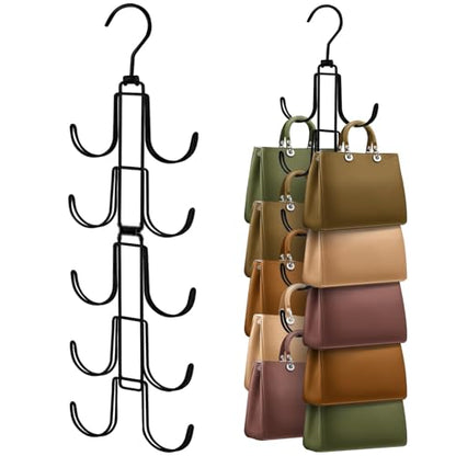Purse Organizer for Closet: Upgraded Purse Hanger with 10 Big Hooks - style: Black01