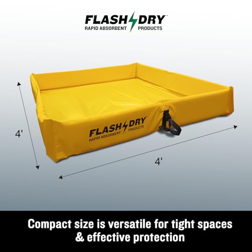 FLASHDRY Portable Spill Containment Berm, Folding Duck Pond, 4'' x 4'' - color: Yellow