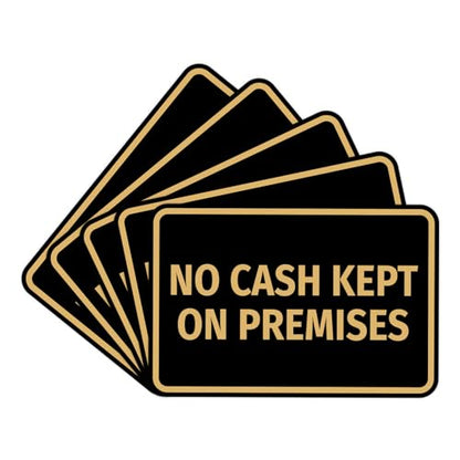 Signs ByLITA Classic Framed No Cash Kept on Premises Sign (Black/Gold) - Small (5 Pack) - color: Black Gold, size: Small (4" x 6") 5 Pack