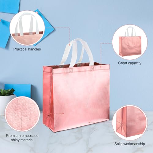 Eccliy 60 Pcs Reusable Gift Tote Bags Housekeeping Appreation Grocery Shopping Bag with Handles for Bridesmaid Wedding(Rose Gold) - color: Rose Gold