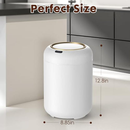 Procade Motion Sensor Trash Can with Lid,Small Automatic Trashcan Bathroom - color: White