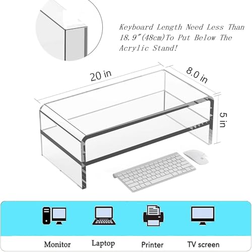 Acrylic Monitor Stand,2 Tier 20 inch Acrylic Computer Monitor Stand Riser