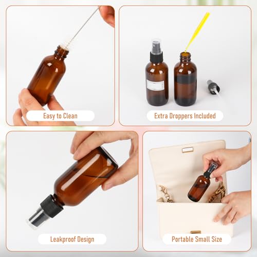Jaisie.W 16 Pack 2oz Amber Glass Spray Bottles with Fine Mist Sprayer - color: 16 Pack, size: 2 fl.oz