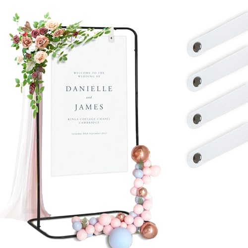 Adjustable Sign Holder, Heavy‑Duty Easel Stand, Wedding Sign Stand forWedding, Birthday, Baby Shower Events(Black M ) - color: Black, size: Flat-M