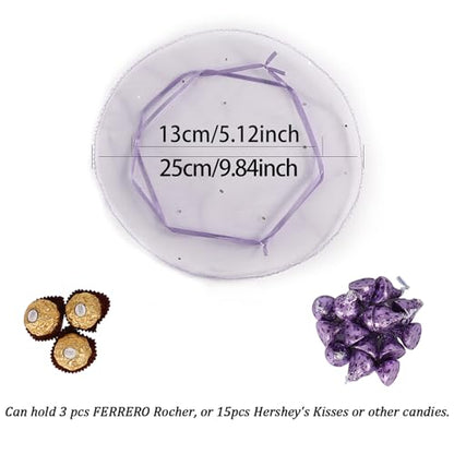 100Pcs 9.8 Inch Round Organza Bags, Drawstring Tulle Wedding Party Favor Pouch Christmas Candy Gift Bags (Light Purple) - color: Light Purple