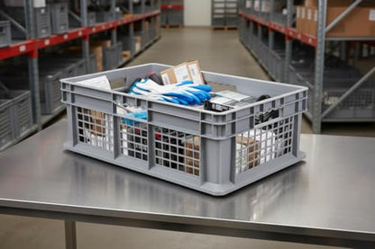 Hudson Exchange 24 x 16 x 8" Mesh Straight Wall Handled Storage Container Tote, Gray - size: 1 Pack