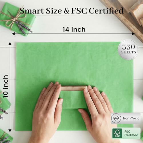 Koogel 330 Sheets Green Tissue Paper, 14 X 10 inches - color: Green