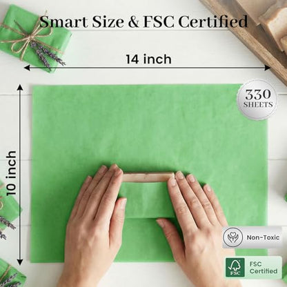 Koogel 330 Sheets Green Tissue Paper, 14 X 10 inches - color: Green