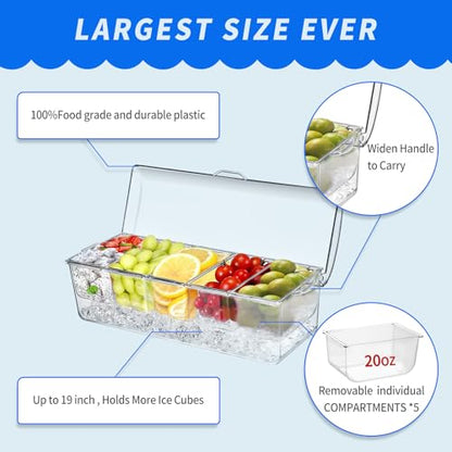 Ice Chilled Condiment Caddy, Condiment Containers with Lids,Serving Tray