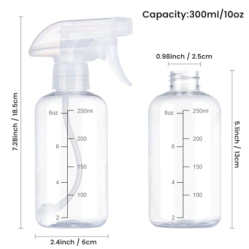 Spray Bottles 2 Pack 10oz 360° Any-Angle Spraying for Cleaning - color: Clear, size: 10oz