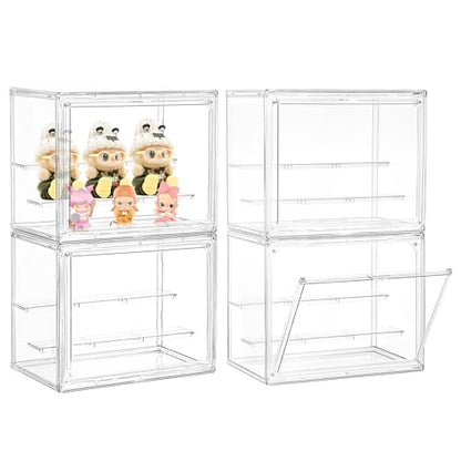 Small 3 Layer Acrylic Display Case Stackable Box for Collectibles,4 Pack - size: Small 4 Pack