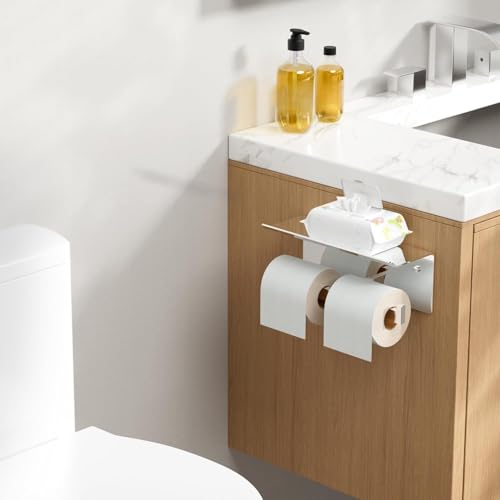 FORIOUS Toilet Paper Holder with Shelf, Commercial Toilet Paper Dispenser - color: Chrome