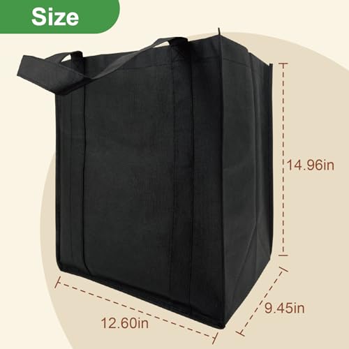 10 Pack Reusable Shopping Bags - 14.9x12.6x9.4 Inth Bulk Tote Bag for Grocery with 5 Pack Thick Plastic Bottom can Hold 50 Lbs, Foldable & Durable with Reinforced Handles