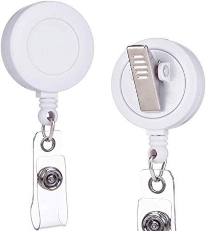QREEL White Badge Reel, ID Badge Holder Retractable Clip, 2 Pack - color: White, size: 2 Pack