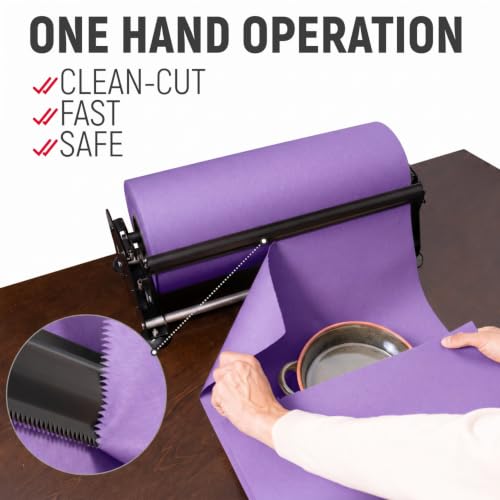 18" Paper Dispenser with Cutter + Lilac Kraft Paper Roll - color: Lilac, size: 1 Roll + Dispenser
