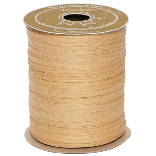 Raffia Ribbon for Gift Wrapping, Packing Paper Twine, Craft Ribbon Raffia Yarn for Crochet - 1/4'' Wide, 100 Yards, Kraft - color: Kraft