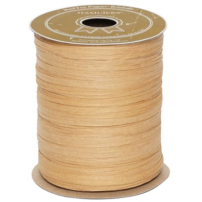 Raffia Ribbon for Gift Wrapping, Packing Paper Twine, Craft Ribbon Raffia Yarn for Crochet - 1/4'' Wide, 100 Yards, Kraft - color: Kraft